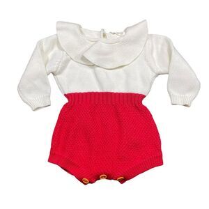 Angou Knit Sweater Bubble Romper Holiday Christmas Outfit Size 70 6 to 12 months